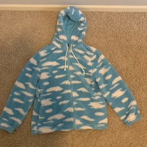 Pacsun Sherpa Cloud Zip up jacket in blue and white.